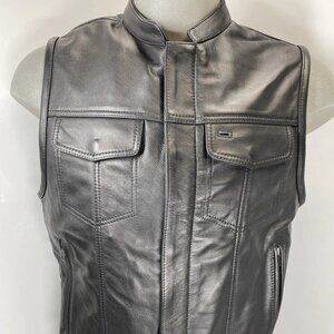 Ovlan Black Full Grain Moto Vest M